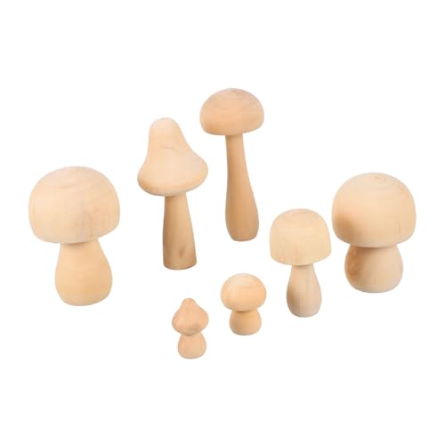 VILLFUL 7 Stück Teiliges Set Holzpilze zum Basteln Naturbelassene DIY Deko für Kreative Malprojekte und Geschenkideen für Kindergeburtstage von VILLFUL