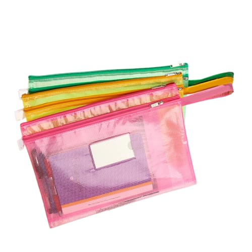 VILLFUL 7 Stück Teiliges Transparente Mesh Dokumententaschen mit Reißverschluss Wasser Ölbeständig Stoßfest Vielseitiger Organizer für Büro Schule Reise Farblich Sortiert Zufällige Farbe von VILLFUL