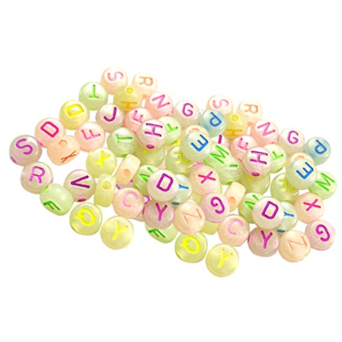 VILLFUL 720 Stück Leuchtende Buchstaben Perlen Runde DIY Armband Zubehör Bunte Alphabet Perlen für Schmuckherstellung und Bastelprojekte Packung von VILLFUL