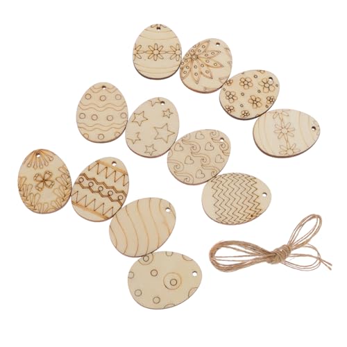 VILLFUL 75 Stück Easter DIY Graffiti Holzscheiben Teilig Handbemalte Holzstücke für Kreative Dekorationen Unlackierte Holzchips mit Schnur für Kinderbastelprojekte für von VILLFUL