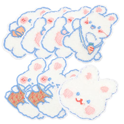 VILLFUL 8 Stück Cartoon Kaninchen Stoffaufkleber, Bestickte Aufnäher, DIY Bestickte Aufnäher, Mantel Rückseite, Kaninchen Nähflicken, Nähflicken Für Zuhause, Dekorative Aufnäher, von VILLFUL