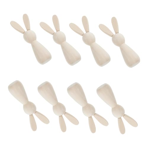 VILLFUL 8 Stück Diy Holz Hasen Figuren Unlackierte Kaninchen Kopf Puppen für Osterdekoration Bastelprojekte und Wohnaccessoires von VILLFUL