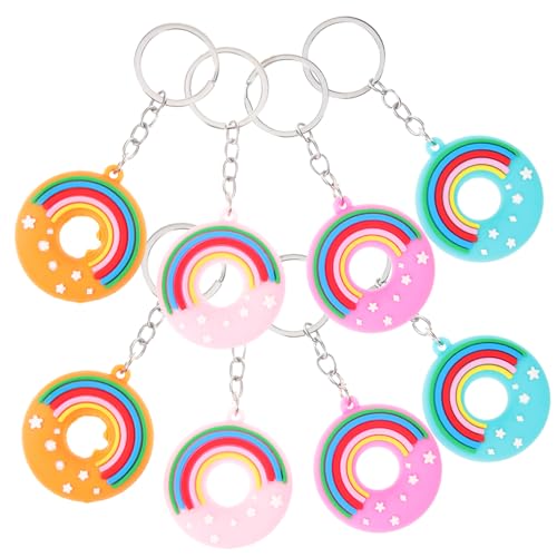 VILLFUL 8 Stück Regenbogen Donut Schlüsselanhänger, Cartoon Schlüsselanhänger, Ornament, Donut Form, Hängender Anhänger, Donut Förmiger Schlüsselanhänger, Anhänger, Schlüsselanhänger, von VILLFUL