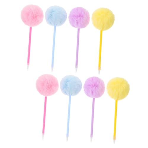 VILLFUL 8 Stück Teiliges Fluffy Pom Pom Kugelschreiber für Süße Kuschelige Schreibstifte Blau Gelb und als für Mädchen für Schule von VILLFUL