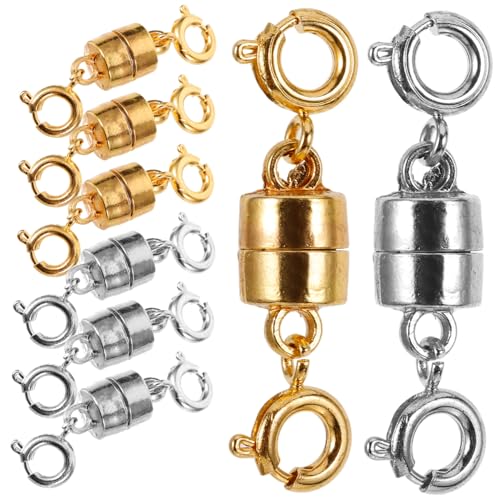 VILLFUL 8 Stück Teiliges Magnetverschluss für Halsketten und Armbänder Goldene Silberne Schmuckverlängerer Runde Magnetische Schmuckverschlüsse Einfache DIY Verbindungsstücke für von VILLFUL