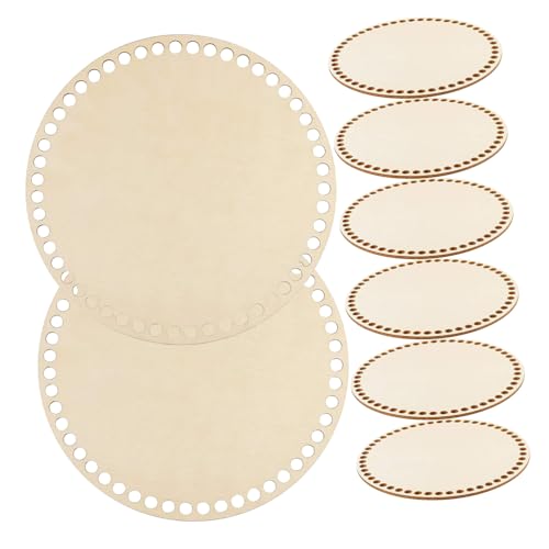 VILLFUL 8 Stück Teiliges Runde Holz korbböden Stabile DIY Webbasis für Häkeltaschen Robuste Holzunterlage Vielseitig für Handgefertigte Körbe und Taschen Langlebig und Individuell von VILLFUL