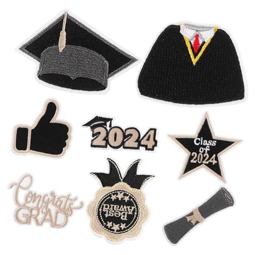 VILLFUL 8 Stück Teiliges Set für Abschlussfeiern Bestickte Aufnäher für Kleidung Taschen und Dekorationen DIY Bügelpatches für Kreative Gestaltung und Anpassung von VILLFUL