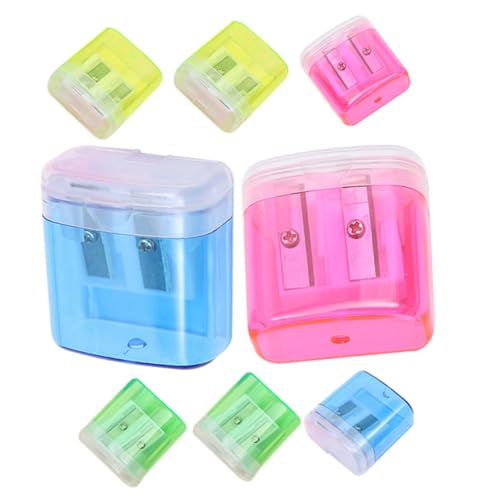 VILLFUL 8 Teiliger Doppelloch Bleistiftspitzer, Hand Bleistiftspitzer Für Die Schule, Bleistiftzubehör, Praktische Manuelle, Geschenkspitzer, Bürobedarf, Mini Bleistiftspitzer von VILLFUL