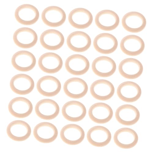 VILLFUL 80 Stück Holzhandwerksring runde Ringe Makramee-Ring aus Holz Handwerk Holz Naturholzringe Naturholzringanschlüsse unfertige natürliche Holzringe Makramee-Ringe Beige von VILLFUL