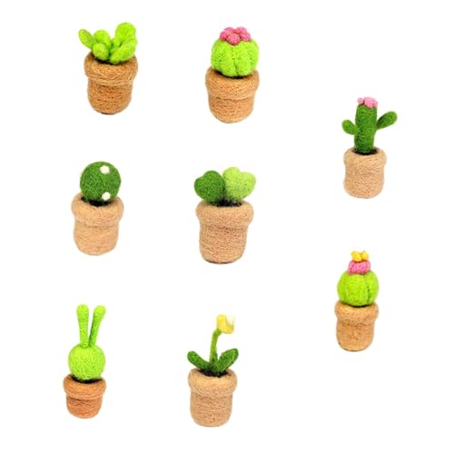 VILLFUL 8Stücke Mini Kaktus DIY Nadelfilz Kit Wolle Filz Starter Materialien für Kreative Bastelprojekte Sicher und Langlebig für Anfänger und Hobbyisten von VILLFUL