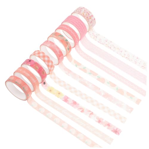 VILLFUL 9 Rollen Pfirsich Aufkleberband, Scrapbooking Washi Tape, Schreibwaren Klebeband, Washi Tape, Ästhetisches Dekoratives Washi Tape, Ästhetisches Washi Tape, Dekorative Klebebänder, von VILLFUL