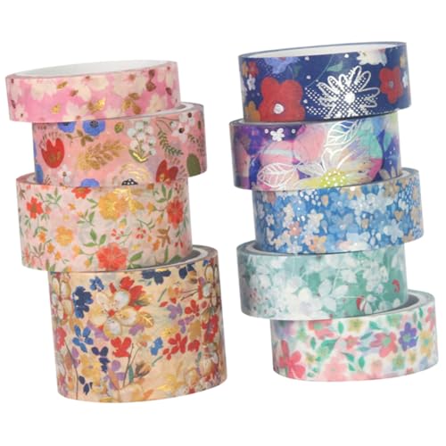 VILLFUL 9 Rollen Washi Tape, Frisches Blumenpapier Klebeband, Bänder Für Scrapbooking, Selbstklebende Bänder, Handkonto Klebebänder, Papierklebebänder, Notizbuch Klebebänder, Dekorative von VILLFUL