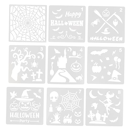 VILLFUL 9 Stück Teiliges Halloween Schablonen Kunststoff Zeichenschablonen für DIY Projekte für Malerei Scrapbooking und Wanddekoration von VILLFUL