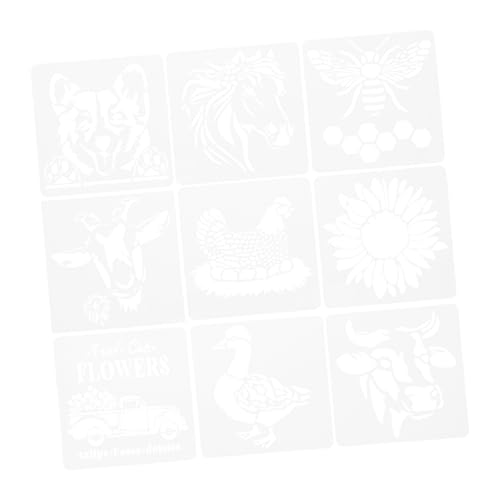VILLFUL 9 Stück Teiliges Set Tier Malvorlagen für DIY Projekte Wiederverwendbare Schablonen für Pferd Schaf Rind Ziege Schwein und Ente für Kreative Wandgestaltung und Kunstprojekte von VILLFUL