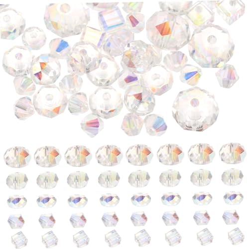 VILLFUL 90 Stück Transparente Ab Farbige Perlen, Ab Farbige Perlen, Schmuck Bastelperlen, Verschiedene Perlen, Lose Perlen, Charm Glasperlen Für DIY Glasperlen Zur Herstellung Von von VILLFUL