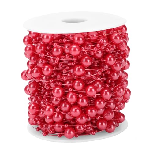 VILLFUL Abs Kunststoff Weihnachtsperlenkette DIY Bastelperlen für Weihnachtsbaumdeko Festliche Rote Perlen für Christbaumschmuck und Partydekoration VILLFUL Abs Kunststoff Weihnachtsperlenkette DIY Bastelperlen für Weihnachtsbaumdeko Festliche Rote Perlen für Christbaumschmuck und Partydekoration von VILLFUL
