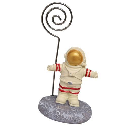 VILLFUL Astronauten Foto Clip Halter Kreativer Memohalter für Zuhause Büro und Schule Goldfarbener Astronaut mit Gelben Details für Fotos Notizen und Visitenkarten von VILLFUL