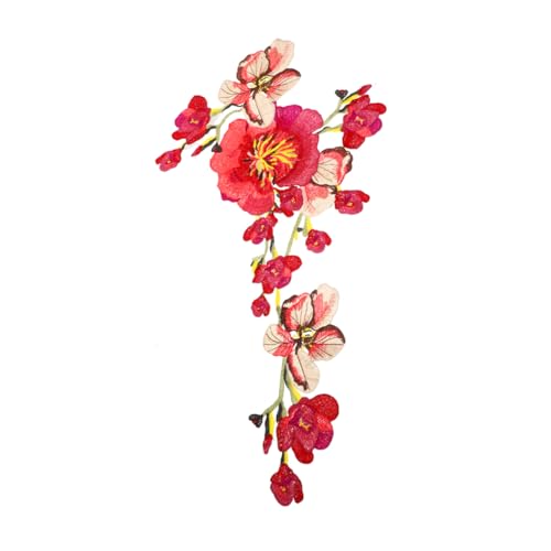 VILLFUL Bestickte Spitzen Cheongsam Applikation Für Kleidung, Reparaturflicken, Aufnäher, Stoffflicken Für Kleidung, Dekorative Nähflicken, Blumenflicken Für Jacken, Bastelarbeiten von VILLFUL
