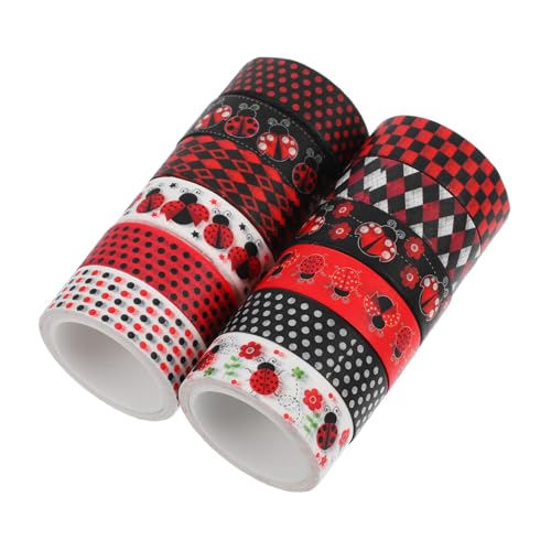 VILLFUL Bunte Marienkäfer Washi Klebebänder Farbechte Rückstandsfreie DIY Dekoration für Scrapbooking Planer Geschenkverpackung und Bastelarbeiten Vielseitig Einsetzbar von VILLFUL