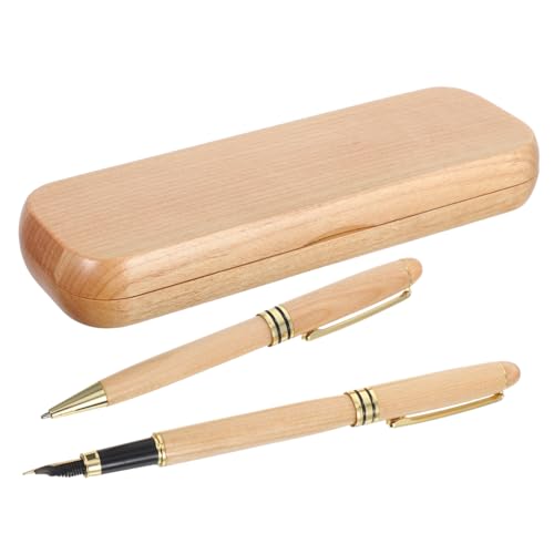 VILLFUL Business-füllfederhalter mit Metallfeder und Ahornholzgriff Feine Spitze Mit Tintenpatronen Gravierbar Glattes Schreiben für Meeting Journal Geschenkbox von VILLFUL