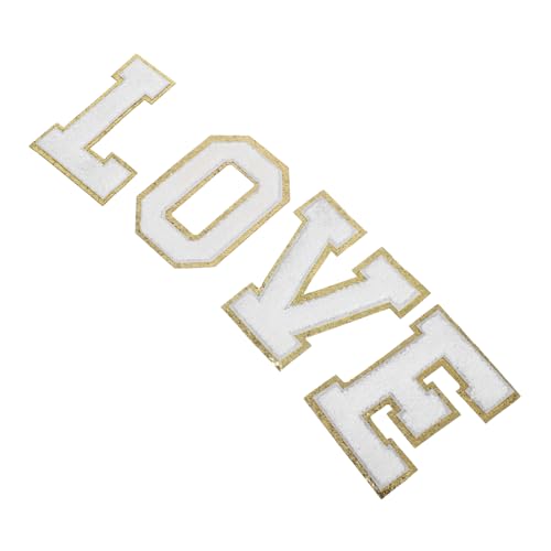 VILLFUL Chenille Buchstaben Aufnäher Love Weiß Rand zum Aufbügeln Glitzernde Applikationen für Hüte Rucksäcke Jacken Vielseitige DIY Verzierung Kreative Geschenkidee von VILLFUL