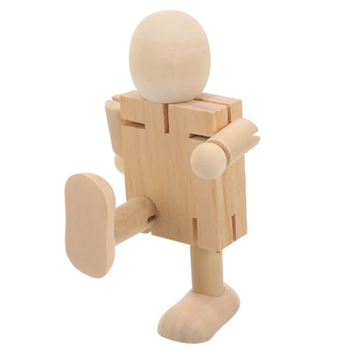 VILLFUL DIY Holzroboter Figurine Unvollendeter Holzpuppen für Kreative Malerei und Basteln mit Flexiblen Gelenken für Unbegrenzte Variationen von VILLFUL