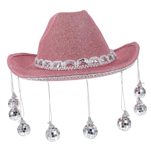 VILLFUL Disco Ball Cowgirl Hut Damen Glitzer Kopfbedeckung mit Fransen für Party Karneval Cosplay Festival Vielseitig Einsetzbar Modisch und Tragbar von VILLFUL