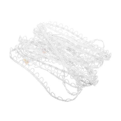 VILLFUL Elastische Knopfloch spitzenborte Weiß gewelltes Wellenmuster Elastische Knopfschleife Zierband für DIY Bekleidungsdekoration und Handarbeitsprojekte von VILLFUL