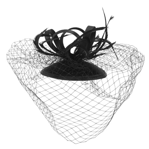 VILLFUL Eleganter Fascinator Haarclip Mesh Haarschmuck für Braut Hochzeit Party Teezeremonie Damenaccessoire Schwarz von VILLFUL