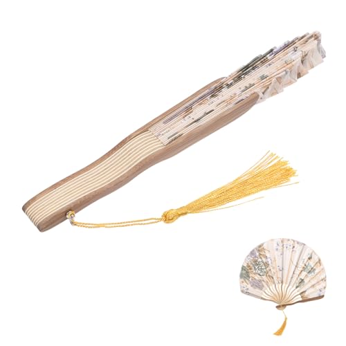 VILLFUL Faltbarer Damen-handfächer mit Muschel-design Dekorativer Retro-tanzfächer Faltbarer Handlüfter für Bühne Fotorequisit und Sommerreise Klassische Antike Farbgestaltung von VILLFUL