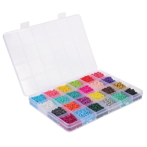 VILLFUL Farben Glasperlen DIY Schmuckperlen für Armbänder Bastelprojekte Verschleißfestes Zubehör Praktischer Box Runde Perlen zur Kreativen von VILLFUL