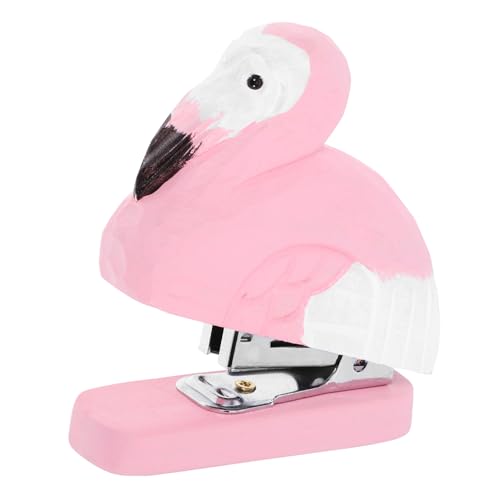 VILLFUL Flamingo Heftler Hefter mini Statuenhefter Flamingo-Desktop-Dekoration Flamingo-Dekorationen für Zuhause Kinderhefter Skulpturenhefter Kawaii Hefter Desktop-Hefter Holz Rosa von VILLFUL