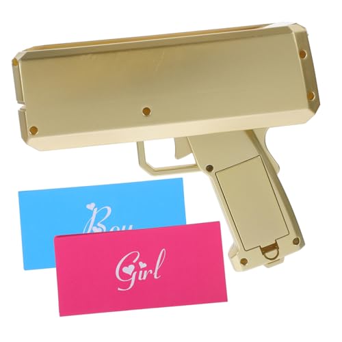 VILLFUL Gender Reveal Papier Sprühpistole Shower Partyspiel Plastiksprayer Geld Requisit Handlich Goldfarben für Jungen und Mädchen Enthüllungspaß von VILLFUL