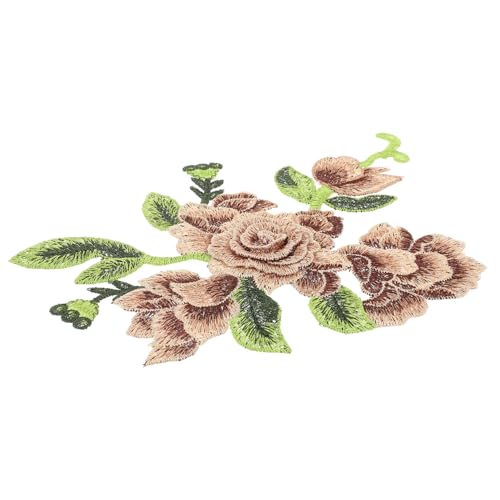 VILLFUL Gestickter Blumen Applikationspatch Braune Handstickerei Vielseitiger DIY Kostüm Accessoire für Kleidung Taschen Schuhe und Heimdeko Individuelles Nähzubehör von VILLFUL