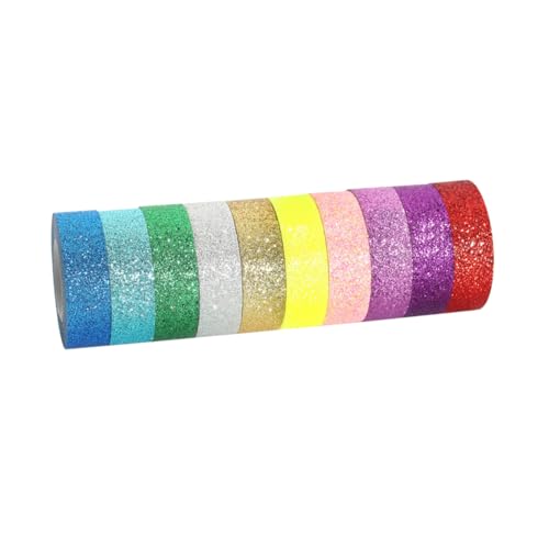 VILLFUL Glitzer Washi Klebeband Bunt Schimmerndes Masking Tape für Scrapbooking DIY Bastelbedarf Lang Praktisch Reißbar Leicht Tragbar Festlich von VILLFUL