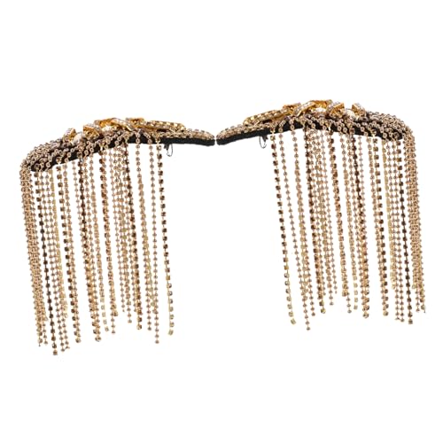VILLFUL Goldene Fransen Schulterklappen mit Strass Modische Epauletten für Kostümanzüge Leichte Langlebige Schulterabzeichen mit Sicherer Befestigung Elegantes Schmuck Accessoire für VILLFUL Goldene Fransen Schulterklappen mit Strass Modische Epauletten für Kostümanzüge Leichte Langlebige Schulterabzeichen mit Sicherer Befestigung Elegantes Schmuck Accessoire für von VILLFUL