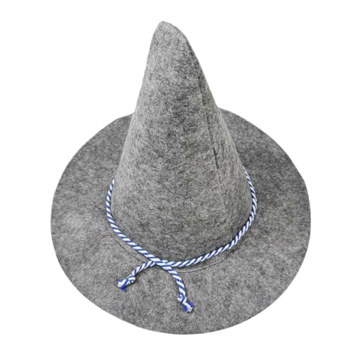VILLFUL Grauer Filz Vogelscheuchenhut für Halloween Damen Hexen Zauberer-kostüm Leicht und Bequem für Party Cosplay Festliche Verkleidung von VILLFUL
