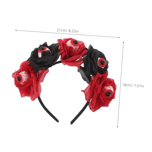 VILLFUL Halloween Horror Eyeball Headband mit Realistischen Blutaugen und Künstlichen Rosen Langlebiges Wiederverwendbares Party Haarband für Kostüme Geisterhaus Deko und Halloween Cosplay von VILLFUL
