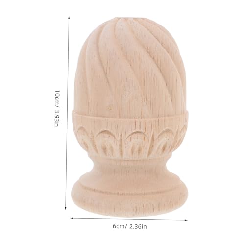VILLFUL Holz Geschnitzter Dekorativer Holzsäulenabschluss Europäischer Stil Ananasform Unlackiert Stabiler Holzsäulenspitze für Treppenhaus DIY Möbel und Wohnraumdekoration von VILLFUL