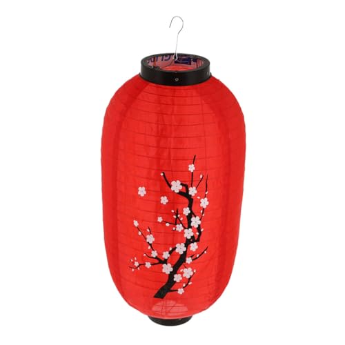 VILLFUL Japanische Laterne aus Wetterfestem Seidenstoff Rote Pflaumenblüte Traditionelle Outdoor deko für Restaurant Bar Garten Langlebig Reißfest und Farbecht Vielseitig Einsetzbar von VILLFUL