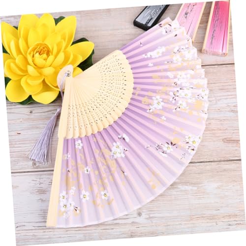 VILLFUL Japanischer Faltfächer Handgefertigt Vintage Tanzfächer Mit Blumendesign Hintergrund Für Party Aufführung Hochzeit Dekoration von VILLFUL