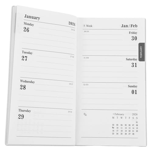 VILLFUL Mini -Zeitplan wöchentliches Tagebuch Kleines Notizbuch Persönlicher Planer kleines Notizblock Englischer Planer Buch planen Tagesorganisator kleiner Planer Pu Olivengrün von VILLFUL
