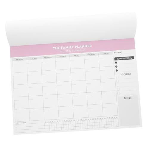 VILLFUL Monatlicher Planer Notizblock Undated Wochen und Tageskalender Beschreibbares Gewohnheitstracker Journal Aufgaben für Zuhause Büro und Klassenzimmer Rosa von VILLFUL