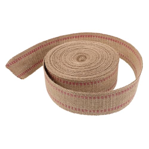 VILLFUL Natürliches Jute-gurtband mit Roten Streifen Breit für Stuhlreparatur Polsterband Langlebig Vielseitig für DIY Handwerk und Möbelverstärkung von VILLFUL