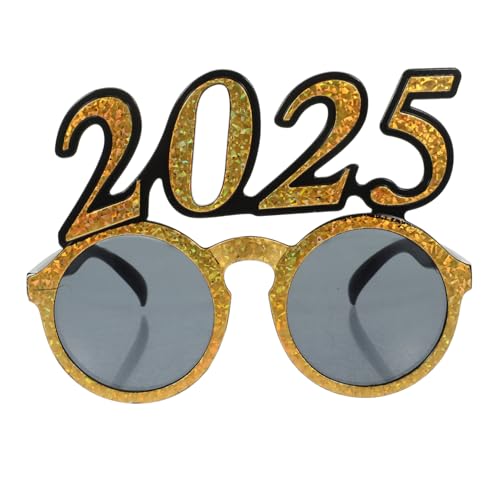 VILLFUL Neujahrsbrille aus Robustem Pc Goldfarbene Runde Zahlenbrille für Silvester Party und Abschlussfeier Lustiges Brillen Accessoire für Erwachsene Bequem und Auffällig von VILLFUL