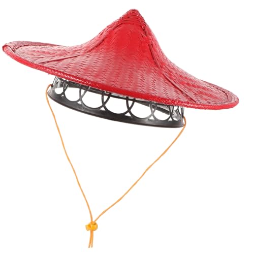 VILLFUL Ninja Hut Cosplay Samurai Hut Rot Leichter Robuster Japanischer Kegelhut für Kostüm Party Bühne Sonnenschutz Geeignet für Erwachsene Authentisches Ninja Zubehör von VILLFUL