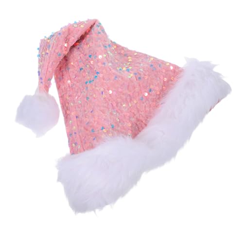 VILLFUL Pailletten Weihnachtsmütze Santa Claus mit Plüsch Doppellagig Warm und Bequem Party Kopfbedeckung für Weihnachten Festliche Fotorequisiten und für Damen und Herren von VILLFUL