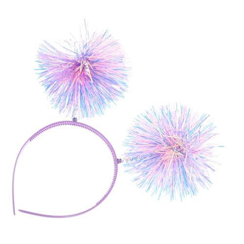 VILLFUL Party Haarreif mit Pompom und Glitzereffekt Leichtes Funkelndes Stirnband für Karneval Geburtstag Kostümparty und Fotoshooting Violette Dekoration von VILLFUL