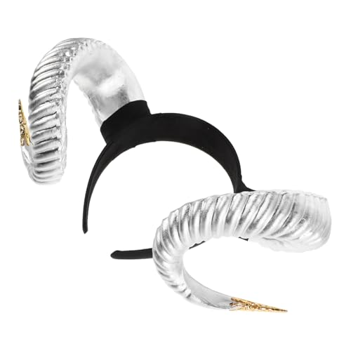 VILLFUL Realistisches Hörner Haarband Damen Halloween Cosplay Party Accessoire Leicht Bequem Verarbeitung Detailgetreu Silberner Teufelshorn Requisit mit Goldverzierung VILLFUL Realistisches Hörner Haarband Damen Halloween Cosplay Party Accessoire Leicht Bequem Verarbeitung Detailgetreu Silberner Teufelshorn Requisit mit Goldverzierung von VILLFUL