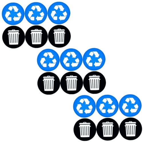 VILLFUL Recycle Mülltonnen Aufkleber Selbstklebend PVC Mülltrennung Etiketten für Abfallbehälter Wiederverwendbar Geeignet für Haushalt und Außenbereich von VILLFUL